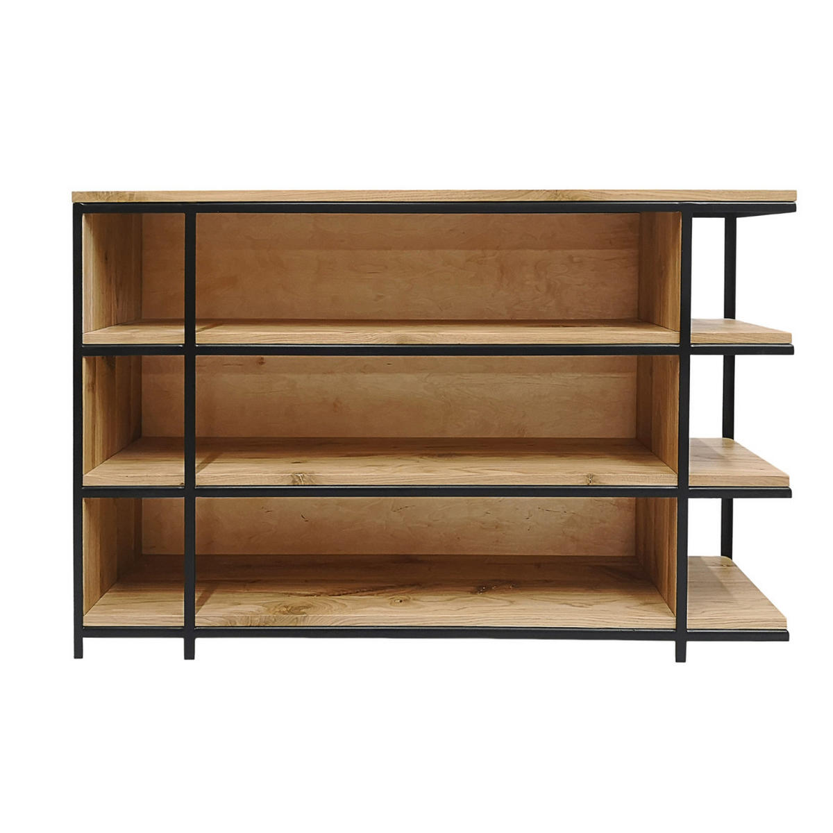 REGAL im Industrial-Loft-Stil für Wohnzimmer oder Arbeitsbüro HUGON - Eichefarben, Holz (140/85/30cm) - Rawood Furniture