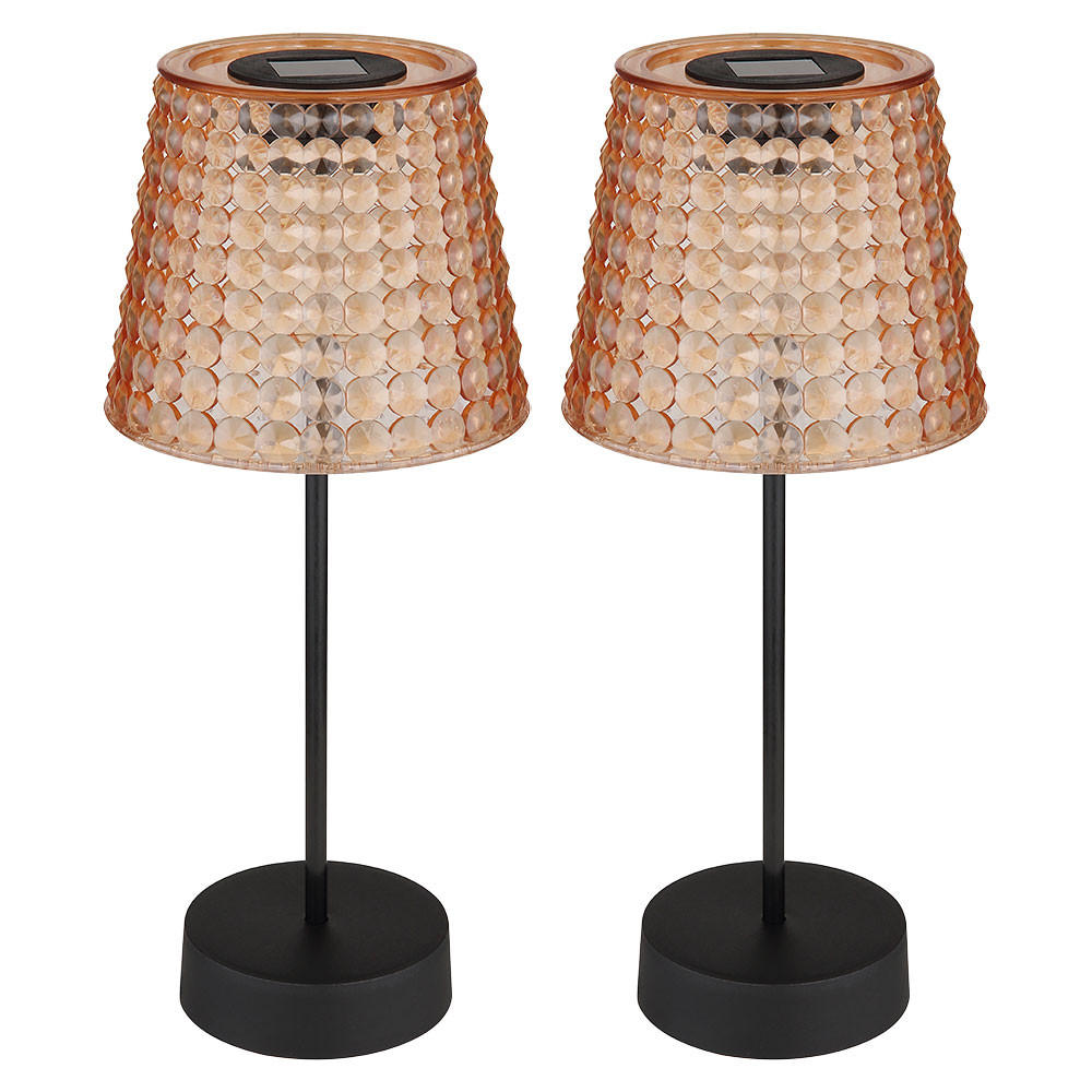 LED AUSSENLEUCHTE Kristalloptik Schwarz 2er Set - Schwarz, Kunststoff (12.5/12.5/29cm) - Globo Lighting