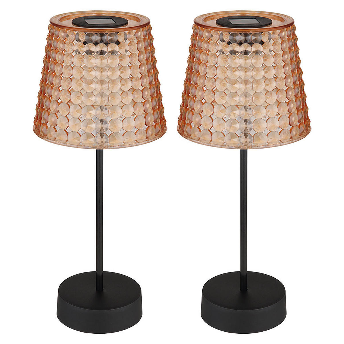 LED AUSSENLEUCHTE Kristalloptik Schwarz 2er Set - Schwarz, Kunststoff (12.5/12.5/29cm) - Globo Lighting