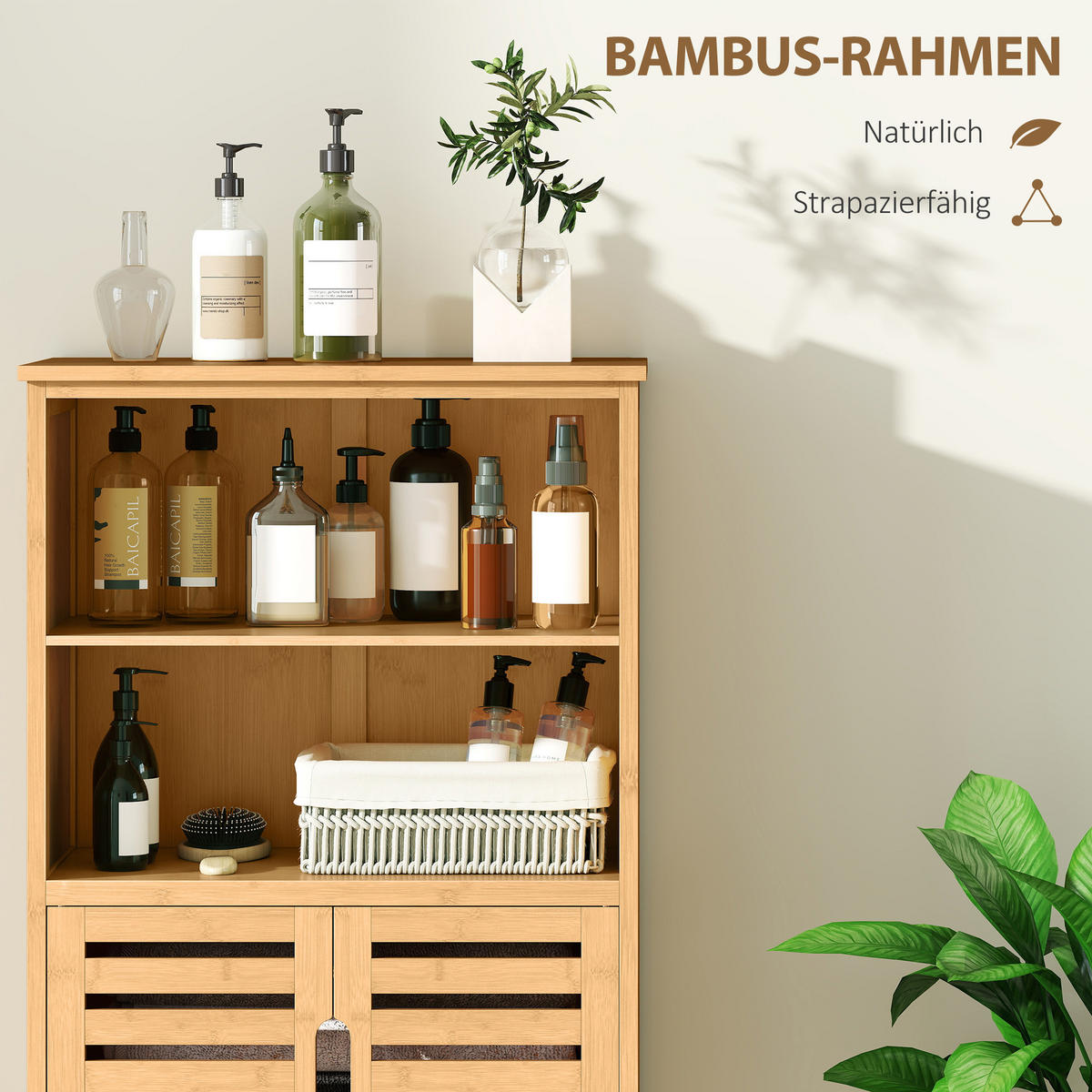 BADEZIMMERSCHRANK Natur 50/29/92 cm - Naturfarben, Holz (50/92/29cm) - PANGIVO