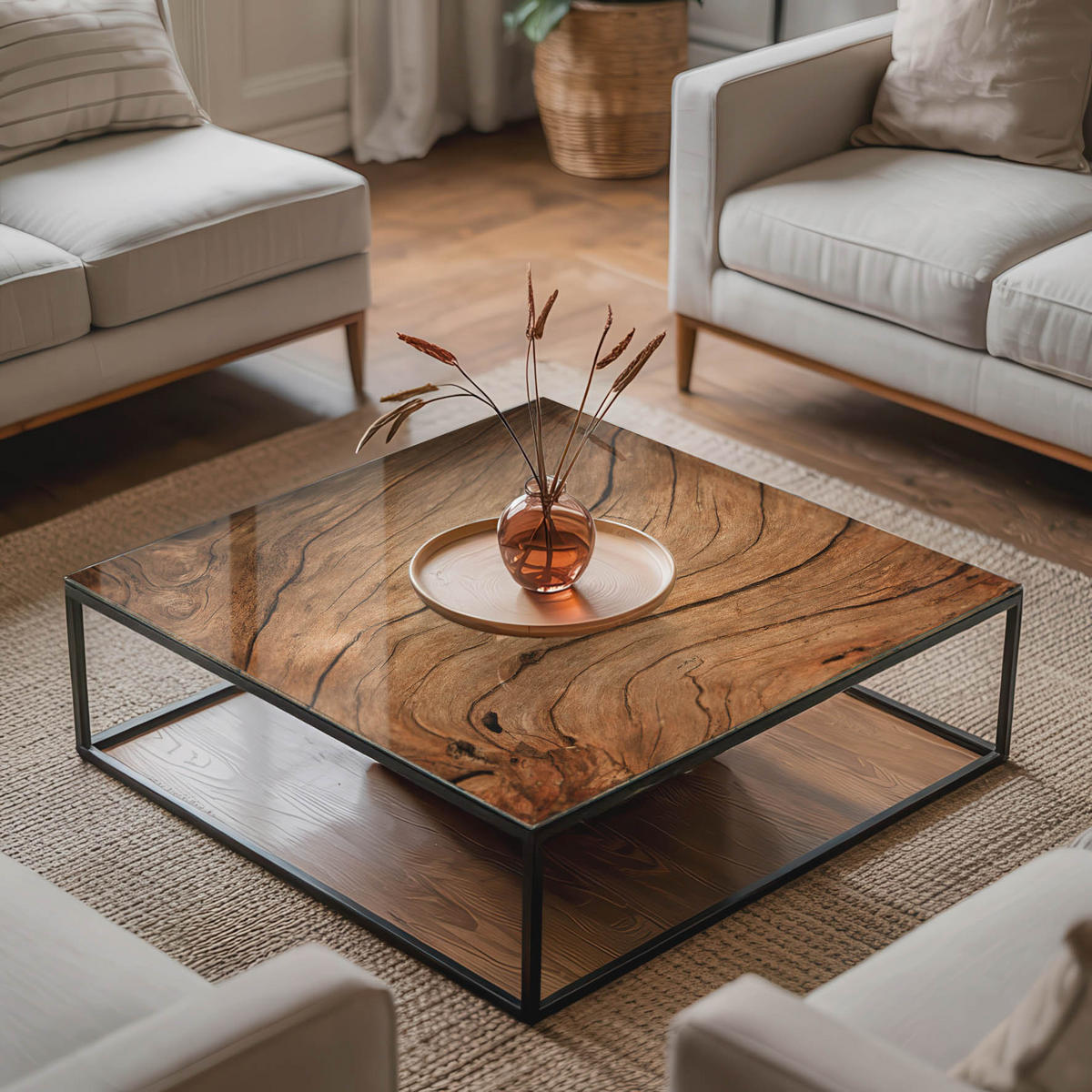 TISCHPLATTE 50x50 cm Naturholz Design - Hellbraun/Braun, Glas (50/50/0.4cm) - TULUP