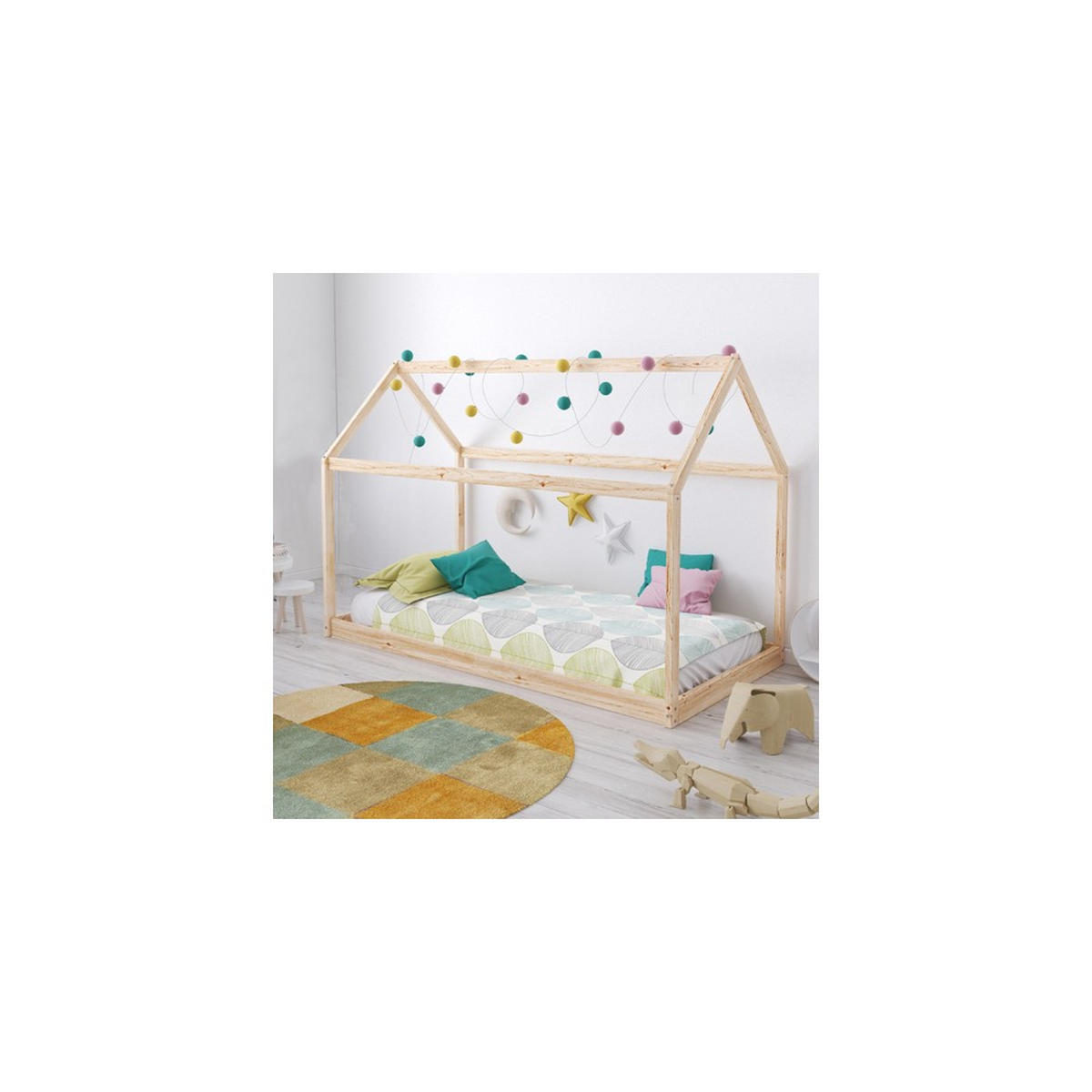 HAUSBETT PANDA mit Lattenrost / Kinderbett 70x140 cm - Naturholz - Naturfarben, Holz (70/140cm) - Weber Industries