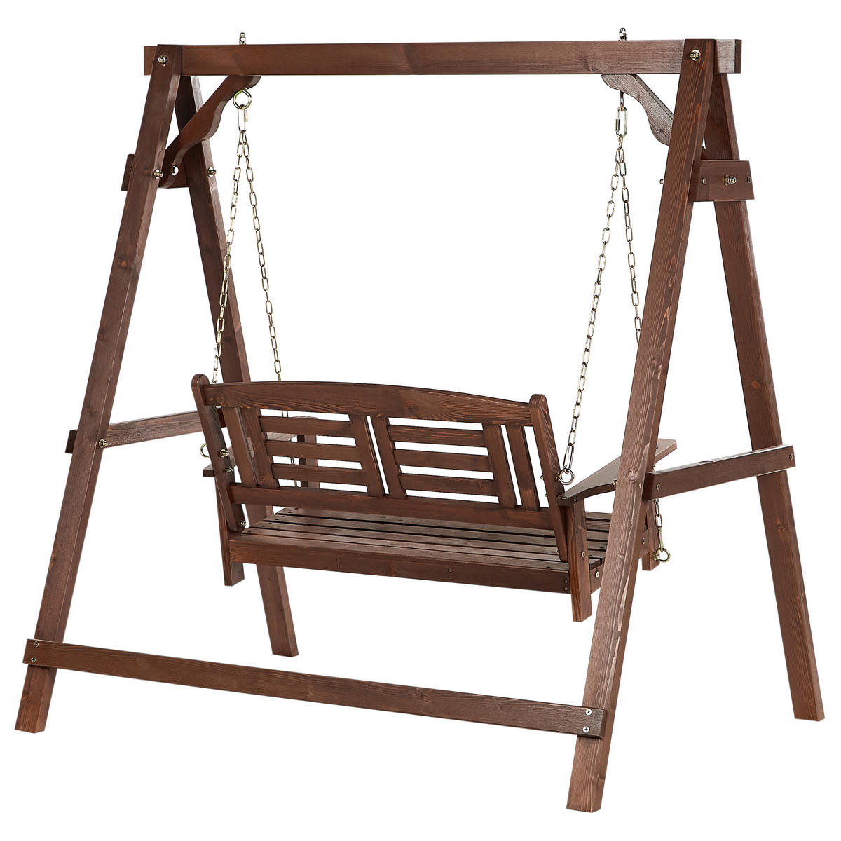 HOLLYWOODSCHAUKEL 2-Sitzer Dunkler Holzfarbton Nerito - Dunkelbraun, Holz (159/169/117cm) - Beliani