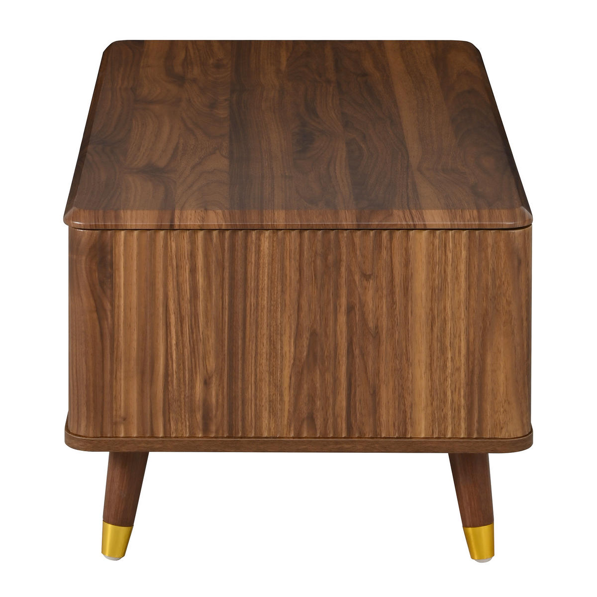 COUCHTISCH höhenverstellbar in Nussbaum 97/52/56,5 cm aus MDF mit Wellenstruktur und Stauraum - Braun, Holzwerkstoff (52/97/56.5cm) - CHICFURN