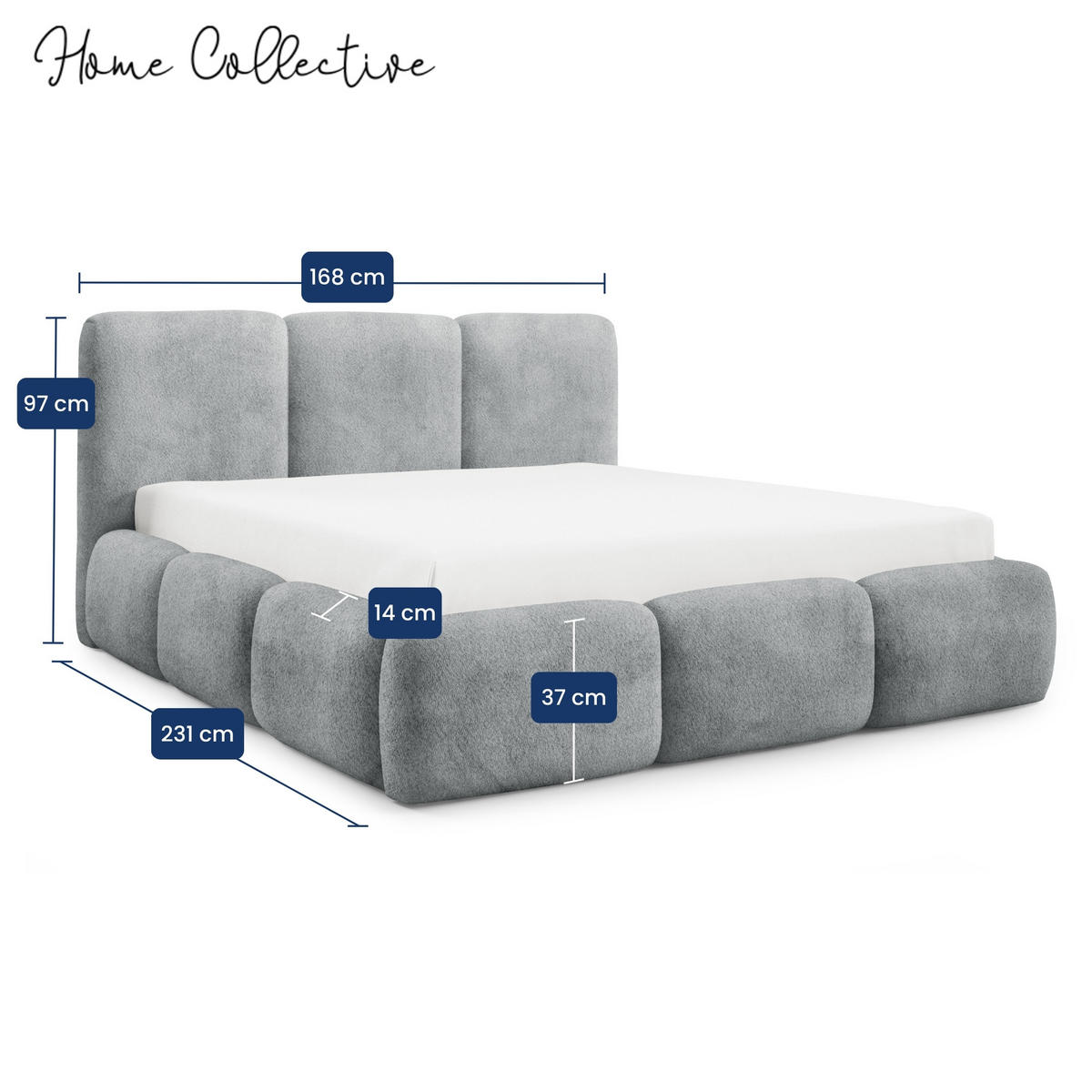 POLSTERBETT mit Stauraum Bouclé-Stoff 140x200 cm in Grau - Grau, Textil (140/200cm) - Home Collective