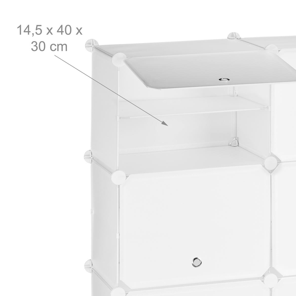 SCHUHSCHRANK - Weiß, Kunststoff/Metall (125/125/32cm) - Relaxdays