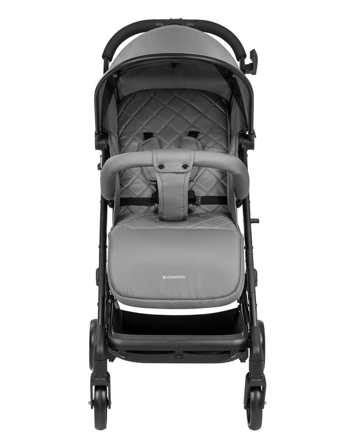 KINDERWAGEN Miley mit Fußsack grau gemustert Fußstütze verstellbar, klappbar, Korb - Hellgrau, Metall (64/52/100cm) - Kikka boo