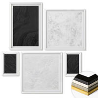 WANDBILDER 5er-Set - 50x50 cm & 20x30 cm & 40x60 cm Weißer Rahmen - Dunkles Licht, glamouröse Marmor - Weiß, Kunststoff (40/60cm) - ArtPrintCave