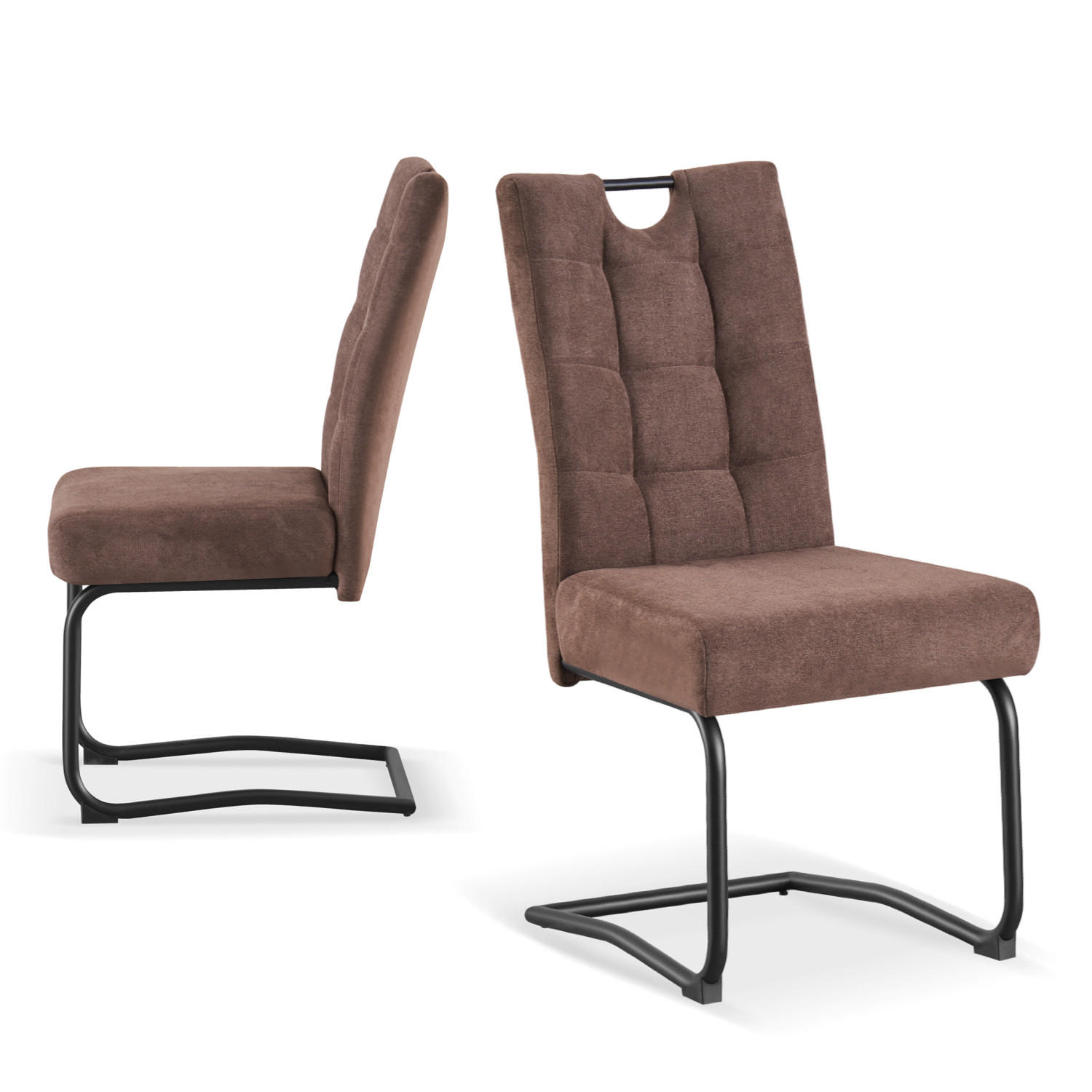 SCHWINGSTUHL SOFIA Cappuccino 2 Stück - Cappuccino, Textil/Metall (48/97/60cm) - B&D Home