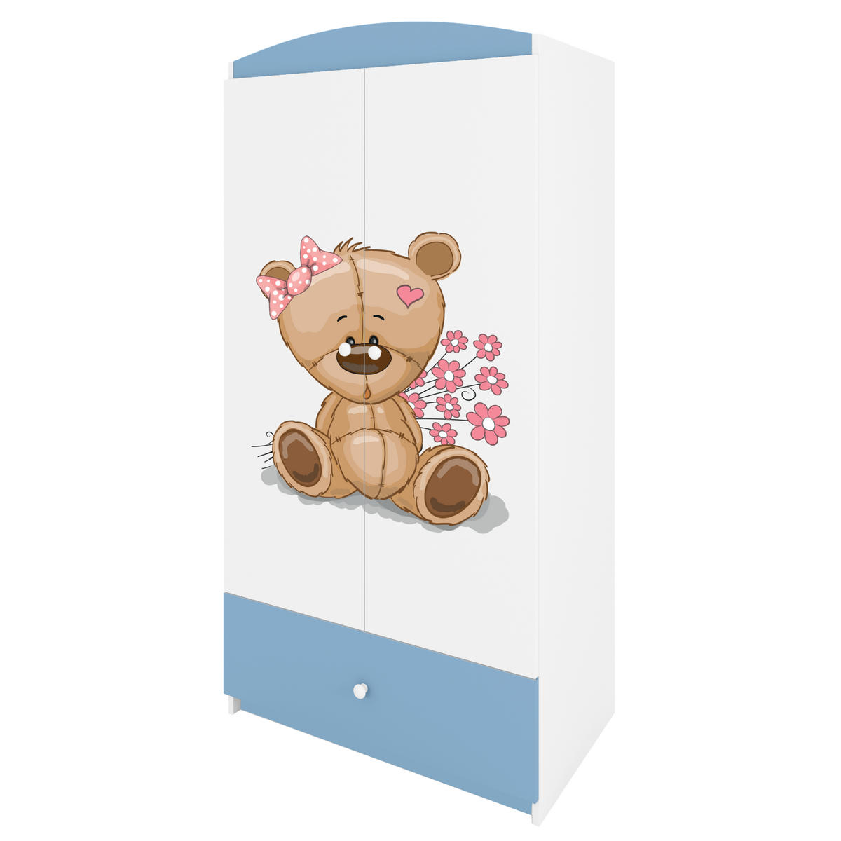 KINDERKLEIDERSCHRANK Teddybär II - Blau, Holzwerkstoff (90/175/52cm) - RAUMHIRSCH FURNITURE