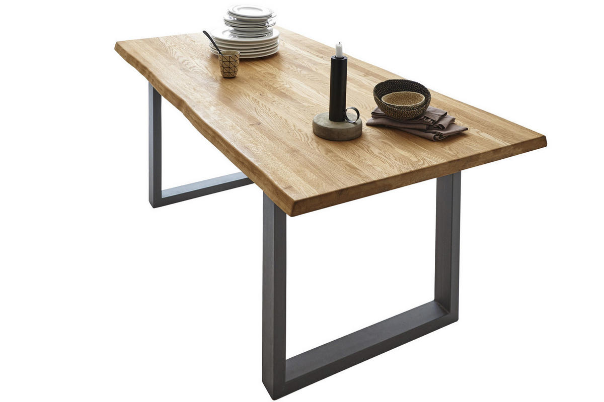 ESSTISCH RICHARD - Beige/Silberfarben, Holz/Metall (100/300/77cm) - SAM