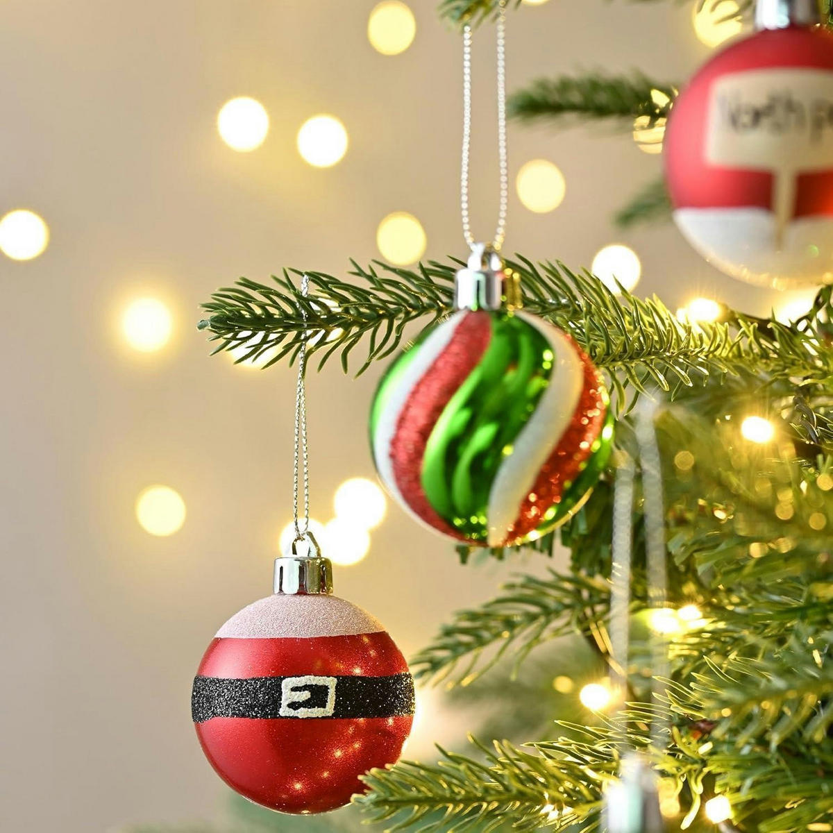 WEIHNACHTSKUGELN 35-teiliges Set 5 cm Rot Grün Weiß - Multicolor, Kunststoff (5/5/5cm)