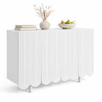 KUCHYŇSKÁ SKŘÍŇ bílá, kapkovitý design, tvarovaná dvířka, do obývacího pokoje a jídelny, 120×37,5×80,8 cm - bílá, kov/kompozitní dřevo (120/80.8/37.5cm) - STILVORA