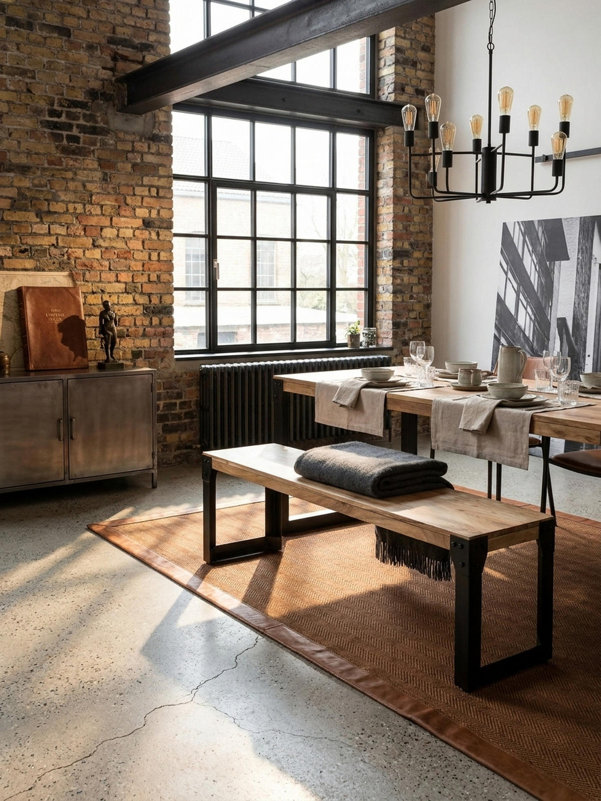 ESSZIMMERBANK Massivholz Metall ohne Lehne, Akazie 120x40x45 cm - Schwarz/Braun, Holz/Metall (120/45/40cm) - KADIMA DESIGN