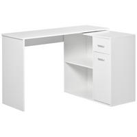 ECKSCHREIBTISCH Weiß drehbar mit Schublade und Schrank 117/82/74 cm - Weiß, Holzwerkstoff (82/117/74cm) - PANGIVO