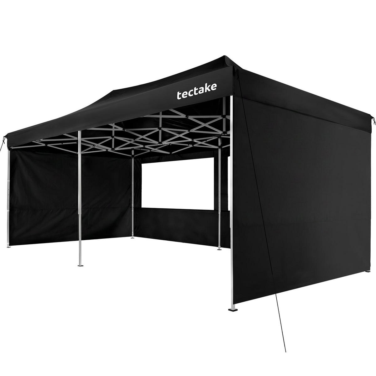 FALTPAVILLON aus Aluminium Viola, inklusive Spannseilen, Heringen und Tragetasche, schwarz - Schwarz, Kunststoff (300/316/600cm) - tectake