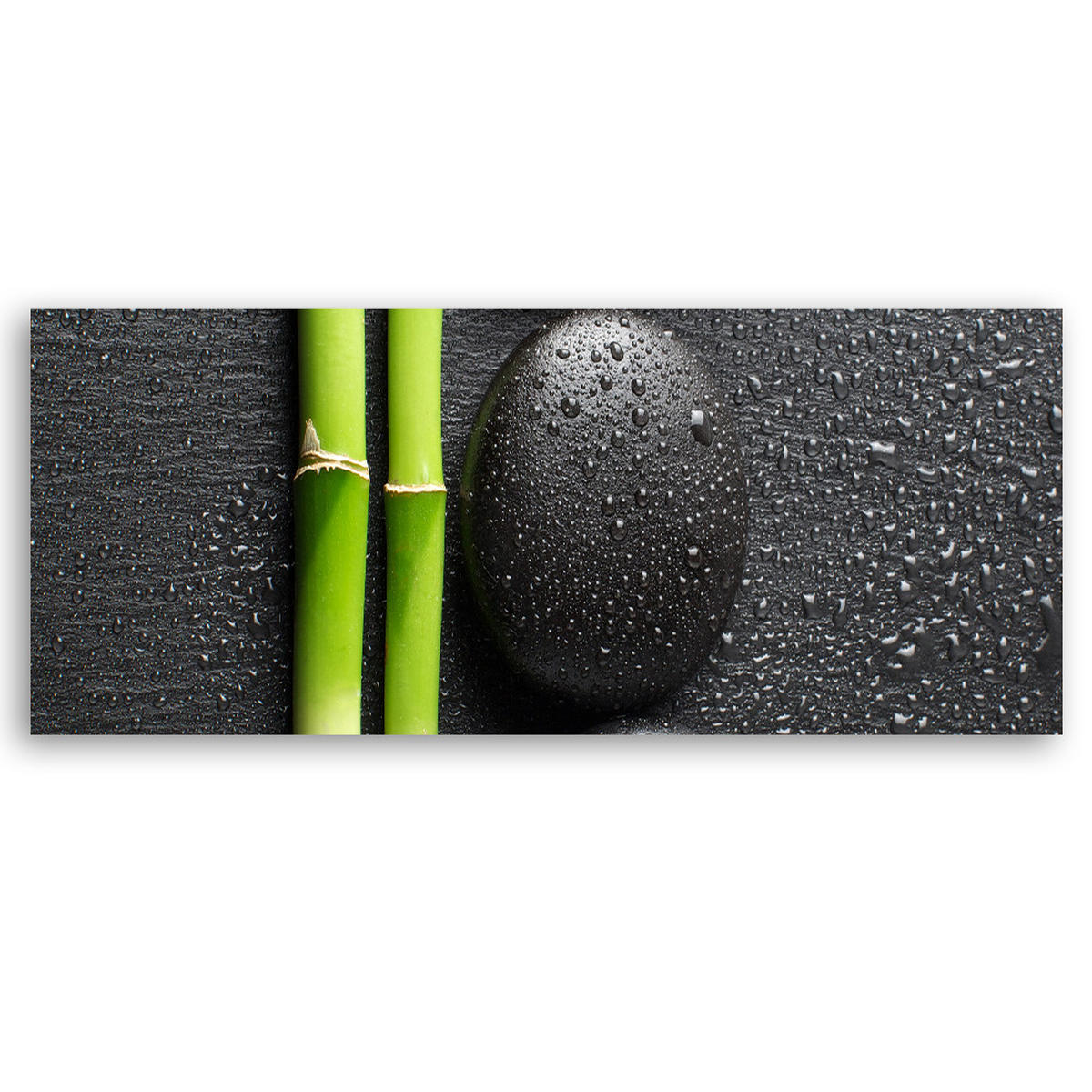 WANDBILD steine bambus zen spa - Schwarz, Textil (90/30cm) - Feeby
