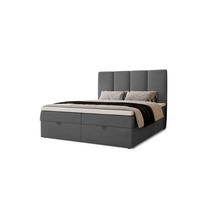BOXBETT Malmo mit 2 Bettkästen, 180x200, Dunkelgrau, Velourstoff, Doppelbett mit Bonell-Matratze - Dunkelgrau, Holz/Kunststoff (180/200cm)