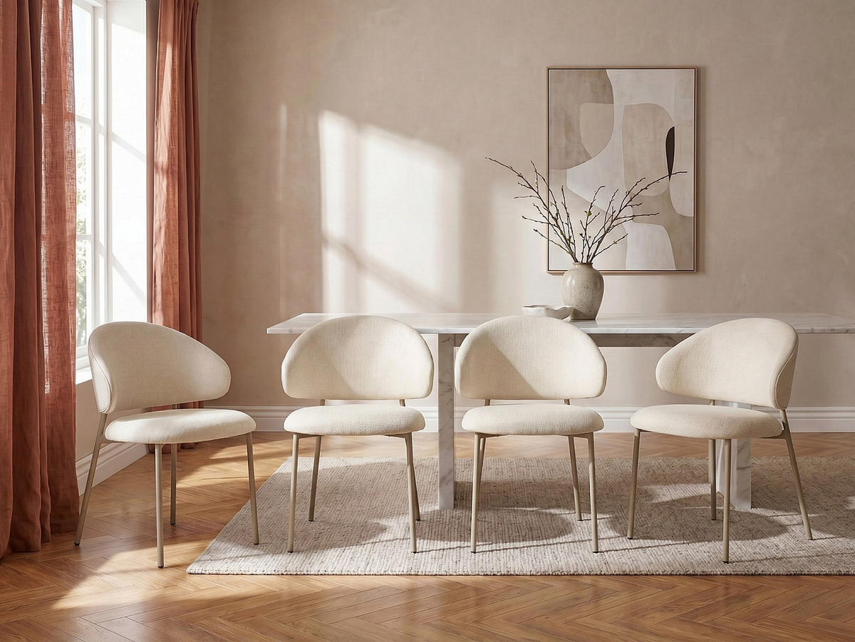 STUHL - 51 cm x 54.5 cm - stoff - cremefarben Vosinia - Creme, Textil (51/75/54.5cm) - Vente-Unique