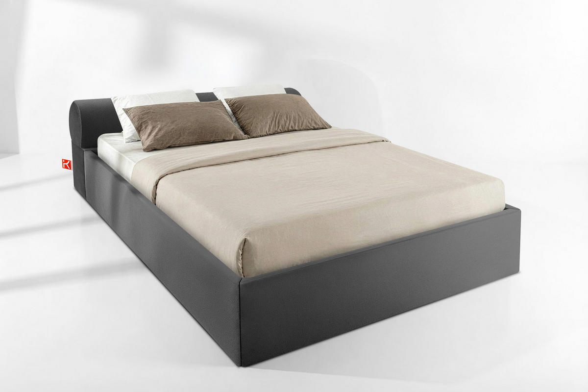 POLSTERBETT LUNEO - Anthrazit/Schwarz, Holz/Holzwerkstoff (162/204cm) - KONSIMO®