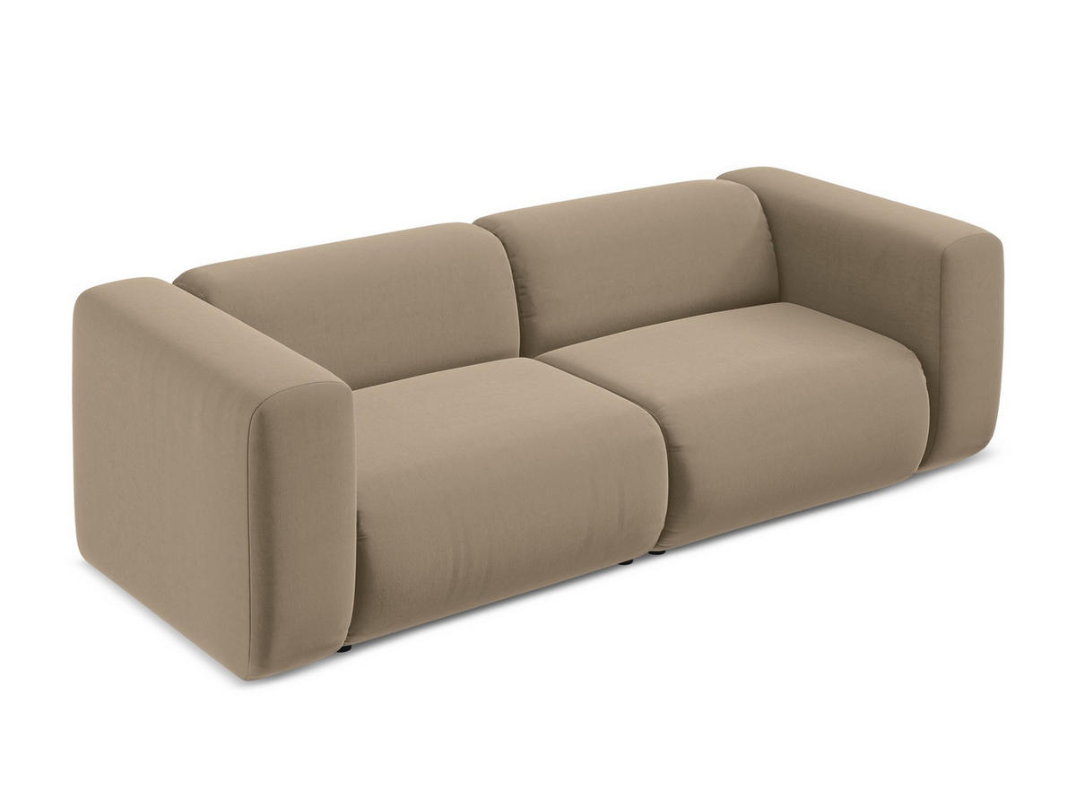 3-SITZER SOFA Samt Stoff Grau - Schwarz/Grau, Kunststoff/Textil (210/74/105cm) - Makamii