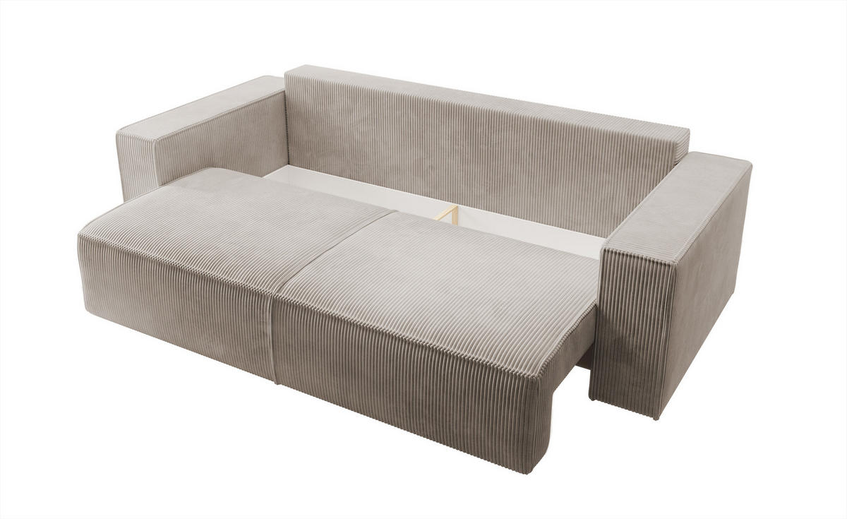 SCHLAFSOFA Farese Beige Cordbezug - Beige/Schwarz, Kunststoff/Textil (257/85/102cm) - Selsey