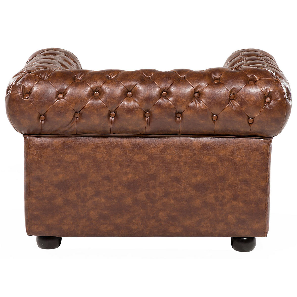 SESSEL Kunstleder Goldbraun Chesterfield - Schwarz/Braun, Kunststoff (108/70/80cm) - Beliani