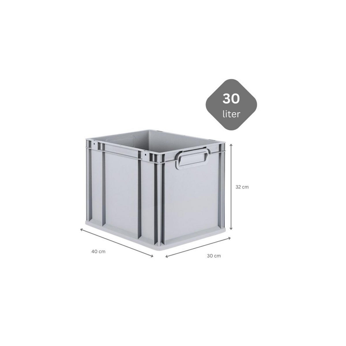 EUROBOX 5x Nextgen Economy Mit Auflagedeckel Grau/Blau Griffe Geschlossen 30 Liter - Blau, Kunststoff (30/32/40cm) - PROREGAL