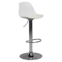 BARHOCKER Lederoptik Verchromt Drehbar BERN, Weiß 40x40x104 cm - Silberfarben/Weiß, Kunststoff/Textil (40/104/40cm) - KADIMA DESIGN