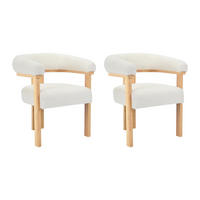 STUHL mit Armlehnen 2er-Set - Bouclé-Stoff & Kautschukholz - Weiß & Holzfarben - LIVELIA - Naturfarben, Textil (60/78/64cm) - Pascal Morabito
