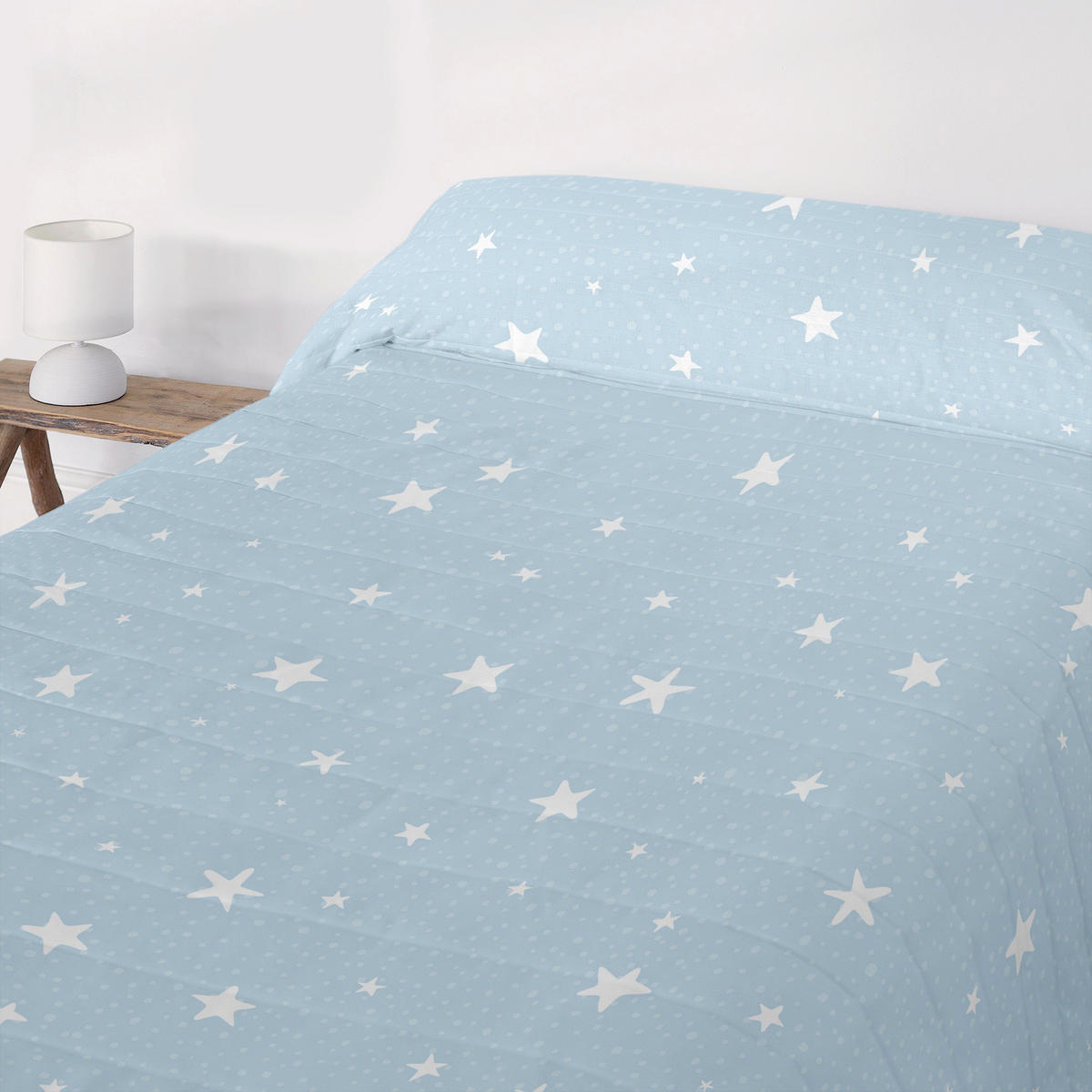 TAGESDECKE Little star Blau 200x260 cm (Bett 105) - Blau, Textil (200/260cm) - Happy Friday