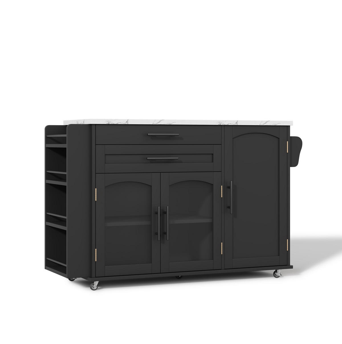KÜCHENINSEL 120/45-70/90 cm aus MDF mit klappbarer Arbeitsplatte Schwarz - Schwarz, Holzwerkstoff (138/90/70cm) - Modenvie