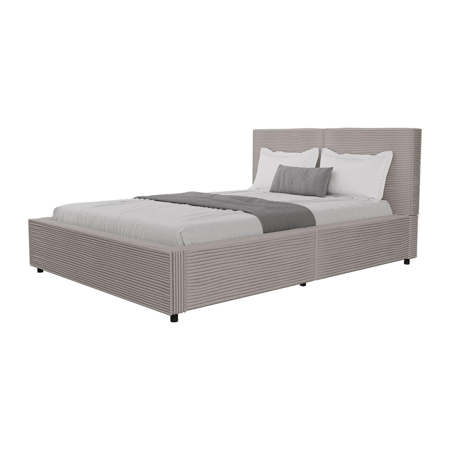 POLSTERBETT Salerno Cord taupe 140x200 cm - Taupe, Textil (140/200cm) - Juskys