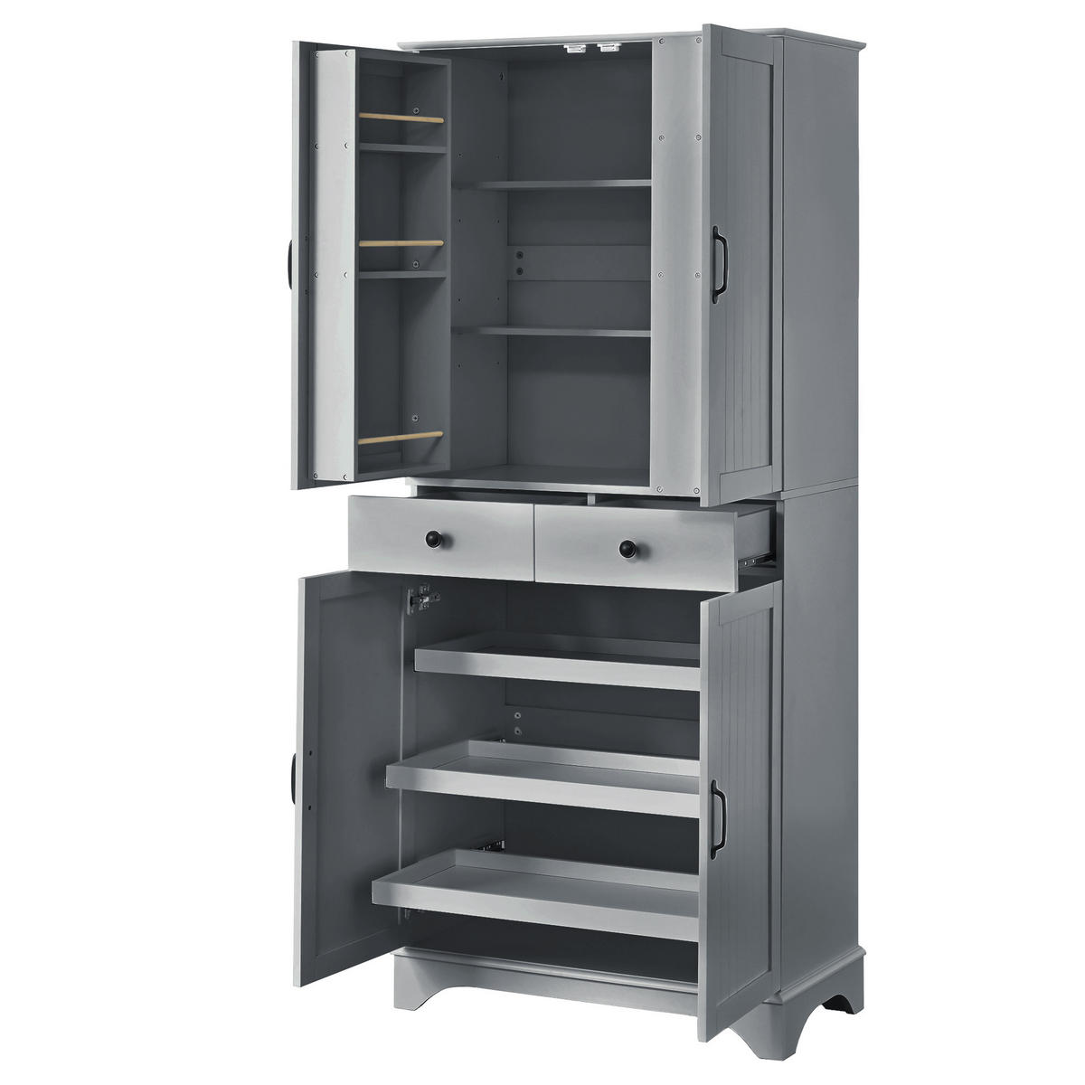 BUFFETSCHRANK Grau 77/40/181 cm - Grau, Holz (77/181/40cm) - PANGIVO