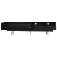 TV-LOWBOARD 200/40/51 cm mit Stauraum, Kabeldurchlass und 2 Türen aus Spanplatte, geometrisches Design, Schwarz - Schwarz, Holzwerkstoff (200/51/40cm) - Redom