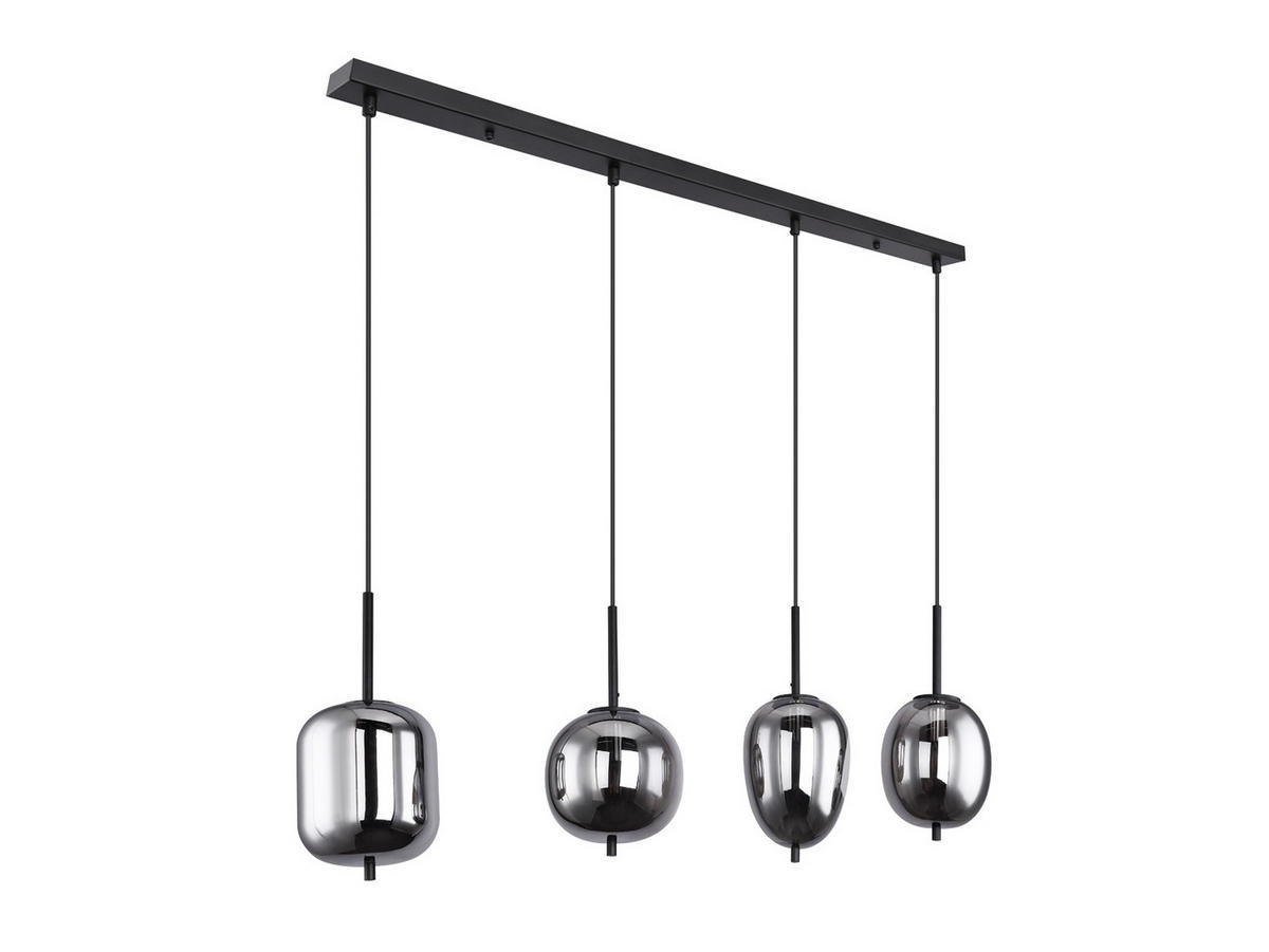 LED-PENDELLEUCHTE Breite 100cm, Glaskugeln Rauchglas - Schwarz, Glas/Metall (19/100/120cm) - meineWunschleuchte
