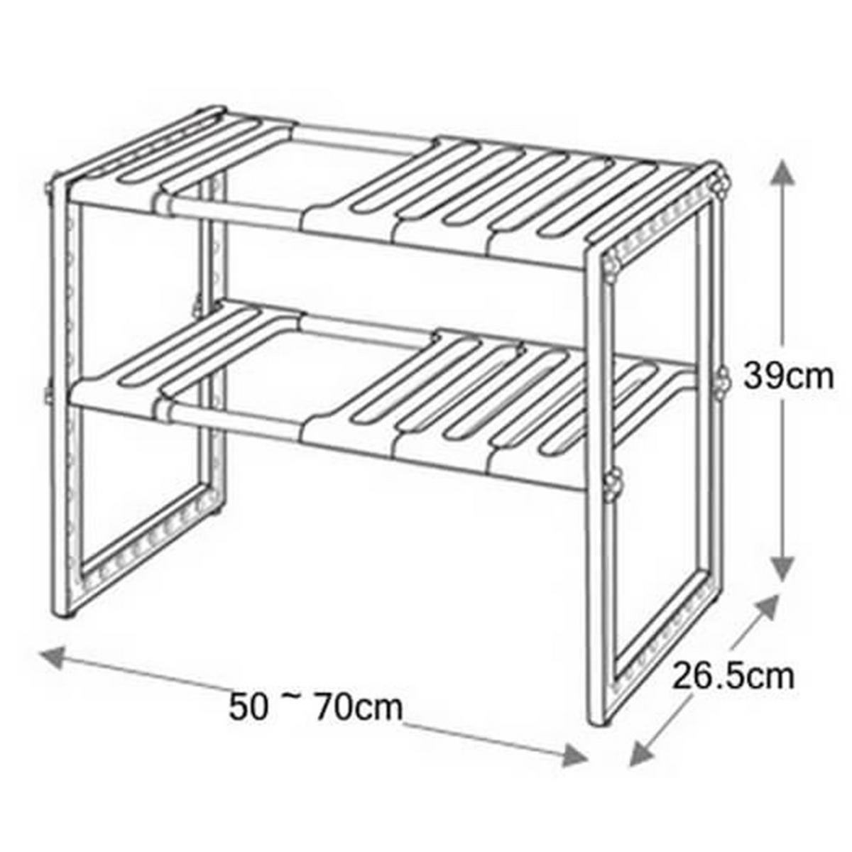KÜCHENREGAL 2-Stufig Verstellbar Metall - Silberfarben/Weiß, Kunststoff/Metall (70/39/26.5cm) - Livingandhome