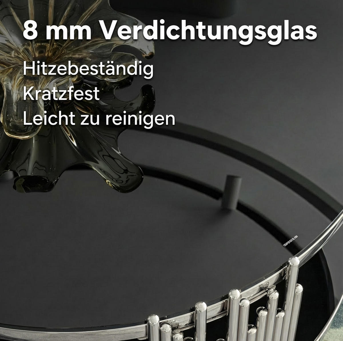 COUCHTISCH 80/80/45 cm schwarz aus gehärtetem Glas mit 2 Ebenen - Schwarz, Metall (80/80/45cm) - OKWISH