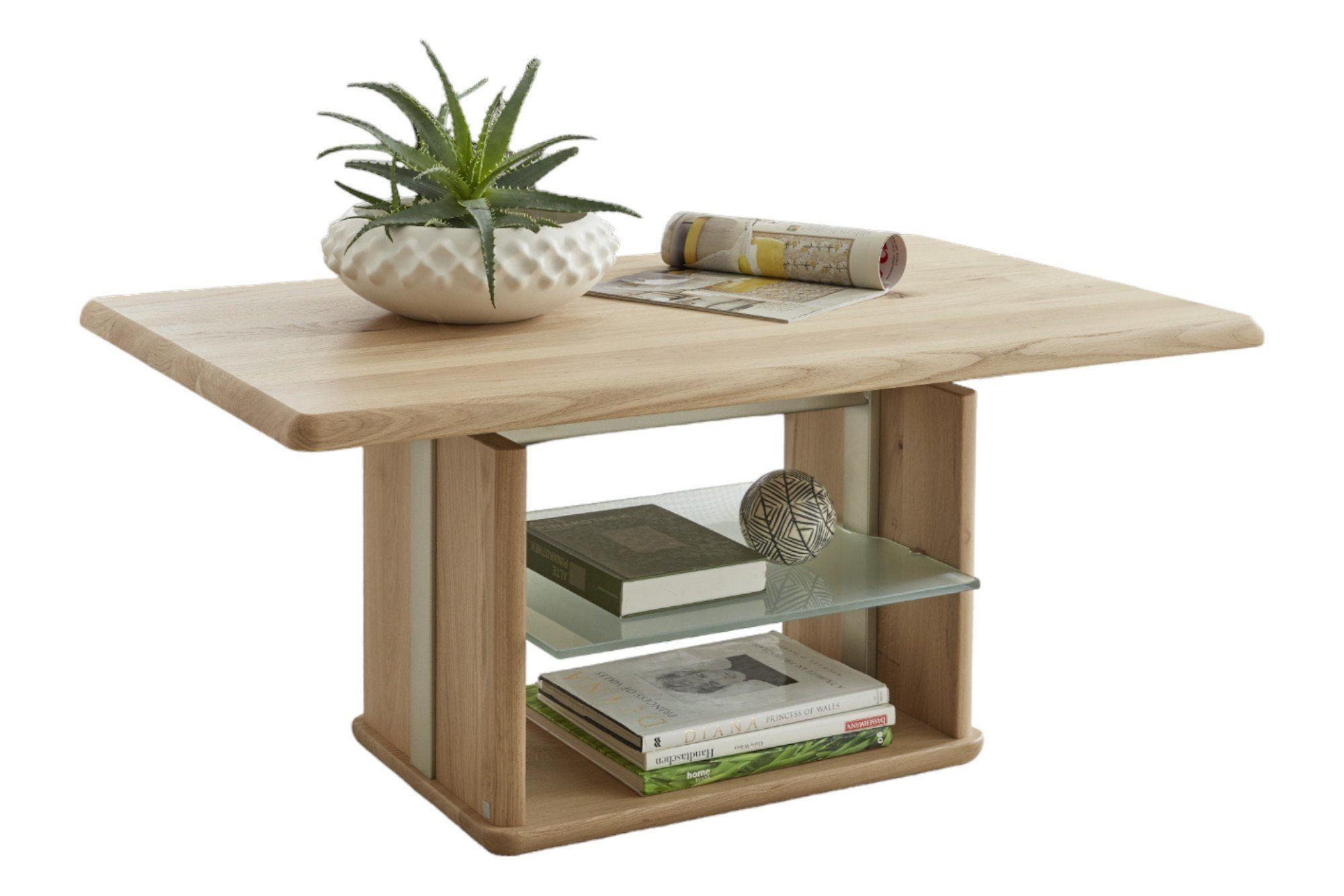 FUNKTIONSTISCH Chantal höhenverstellbar 110x65x50 Couchtisch Massivholz Wildeiche Bianco - Braun, Holz (110/65/50cm) - 58aufmkessel