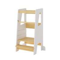 LERNTURM Steppy Höhenverstellbar Montessori Kippschutz weiß/natur - Weiß/Naturfarben, Holzwerkstoff (44/90/44cm) - Sämann – make a difference.