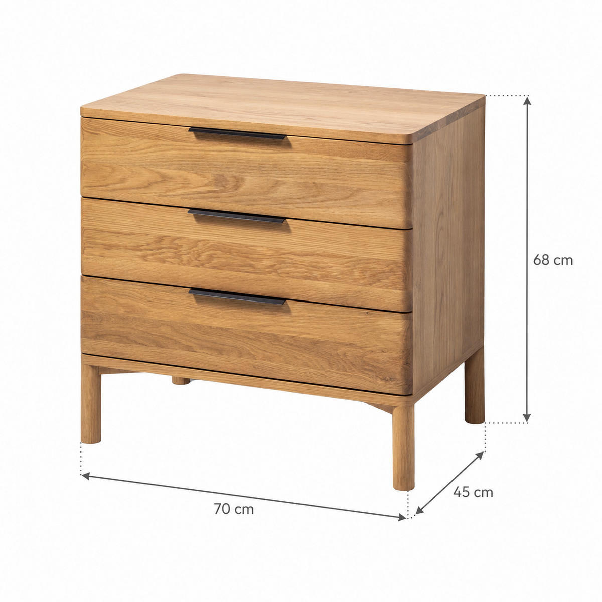 KOMMODE Harry, Natur Massiveiche - Beige, Holz (70/68/45cm) - WOODEK
