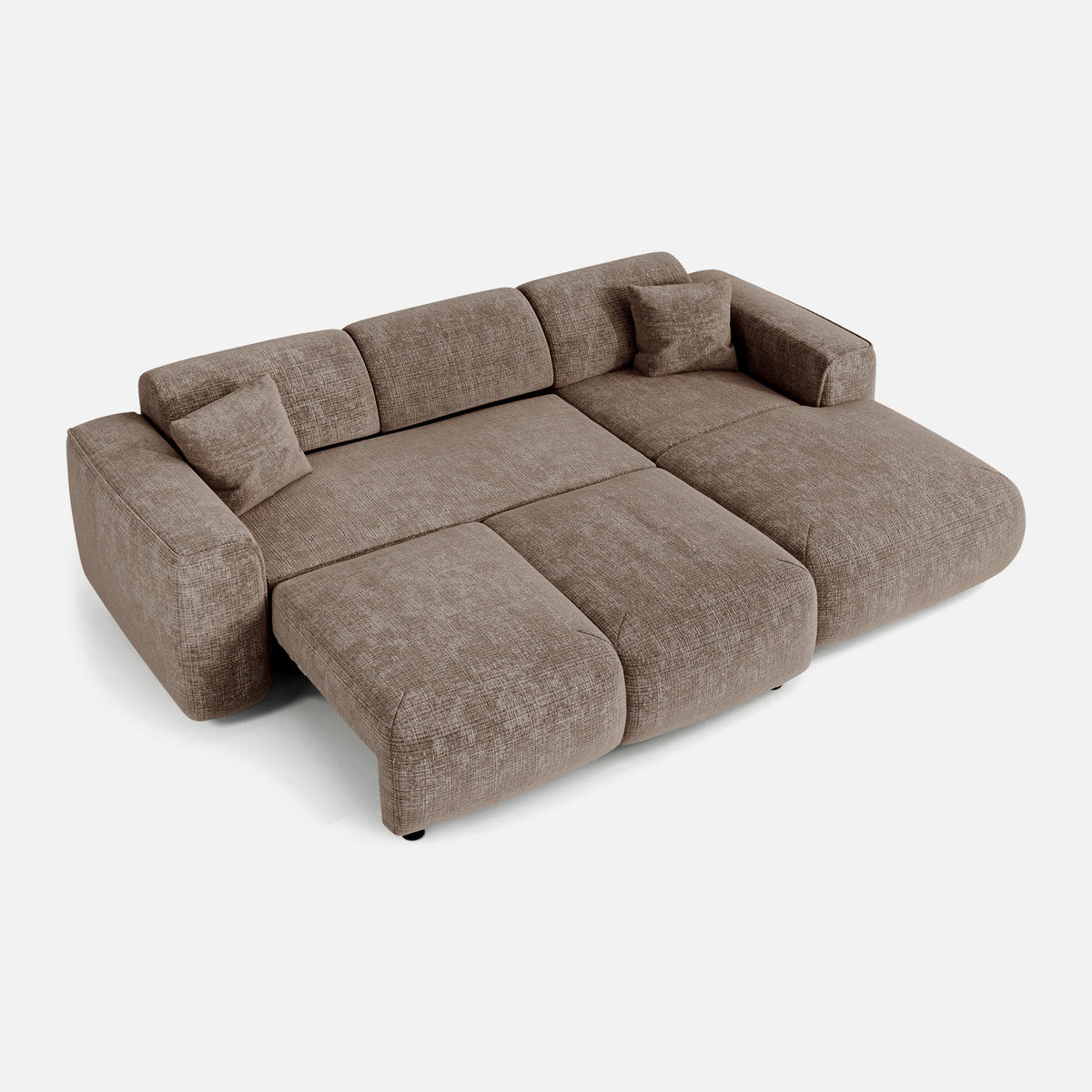 ECKSCHLAFSOFA Geprägter Samt Taupe 283cm - Taupe, Textil (283/180cm) - Sia Home