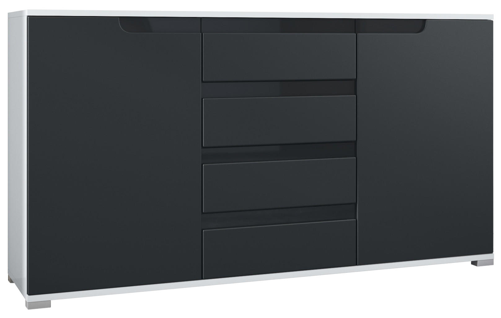 SIDEBOARD Sylt Schwarz matt / Schwarz Hochglanz - Schwarz, Holzwerkstoff (138.5/75.5/35cm) - Vladon