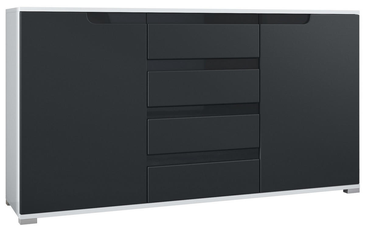 SIDEBOARD Sylt Schwarz matt / Schwarz Hochglanz - Schwarz, Holzwerkstoff (138.5/75.5/35cm) - Vladon