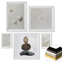 WANDBILDER 5er-Set - 50x50 cm & 20x30 cm & 40x60 cm Weißer Rahmen - Sandsteine moderne Farbe - Weiß, Kunststoff (40/60cm) - ArtPrintCave