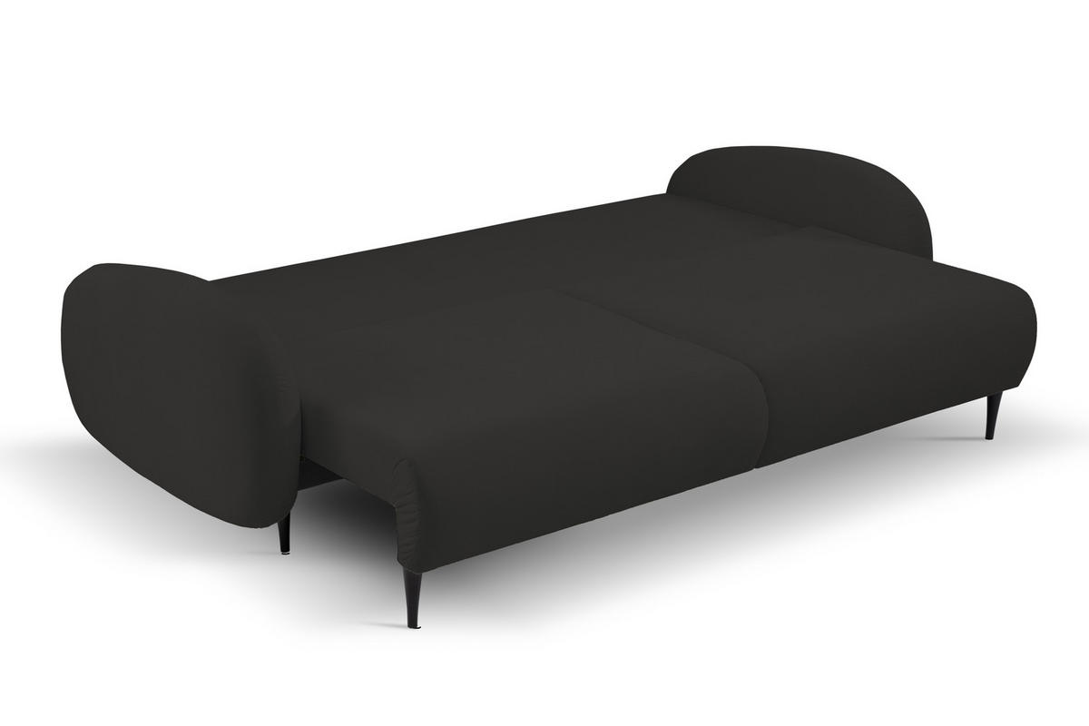 SOFA SOFT RunAgin Mit Schlaffunktion Und Bettkasten, PUR-Schaum, Schwarze Kunststofffüße, lose Rückenkissen, freistehend, 232x109x95 cm Black - Schwarz, Holz/Textil (232/95/109cm) - DomoHome