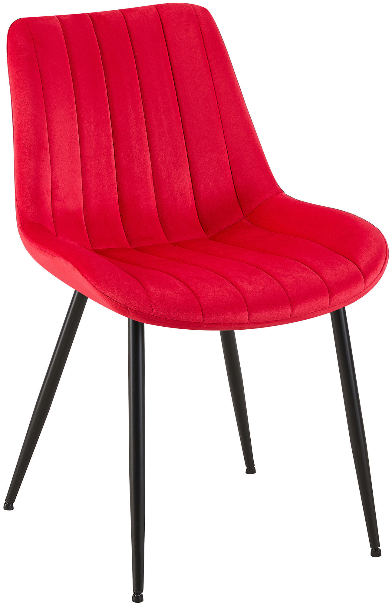 STUHL Samt rot - Rot/Schwarz, Textil/Metall (46/82/61cm) - CLP