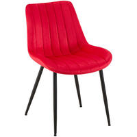 STUHL Samt rot - Rot/Schwarz, Textil/Metall (46/82/61cm) - CLP