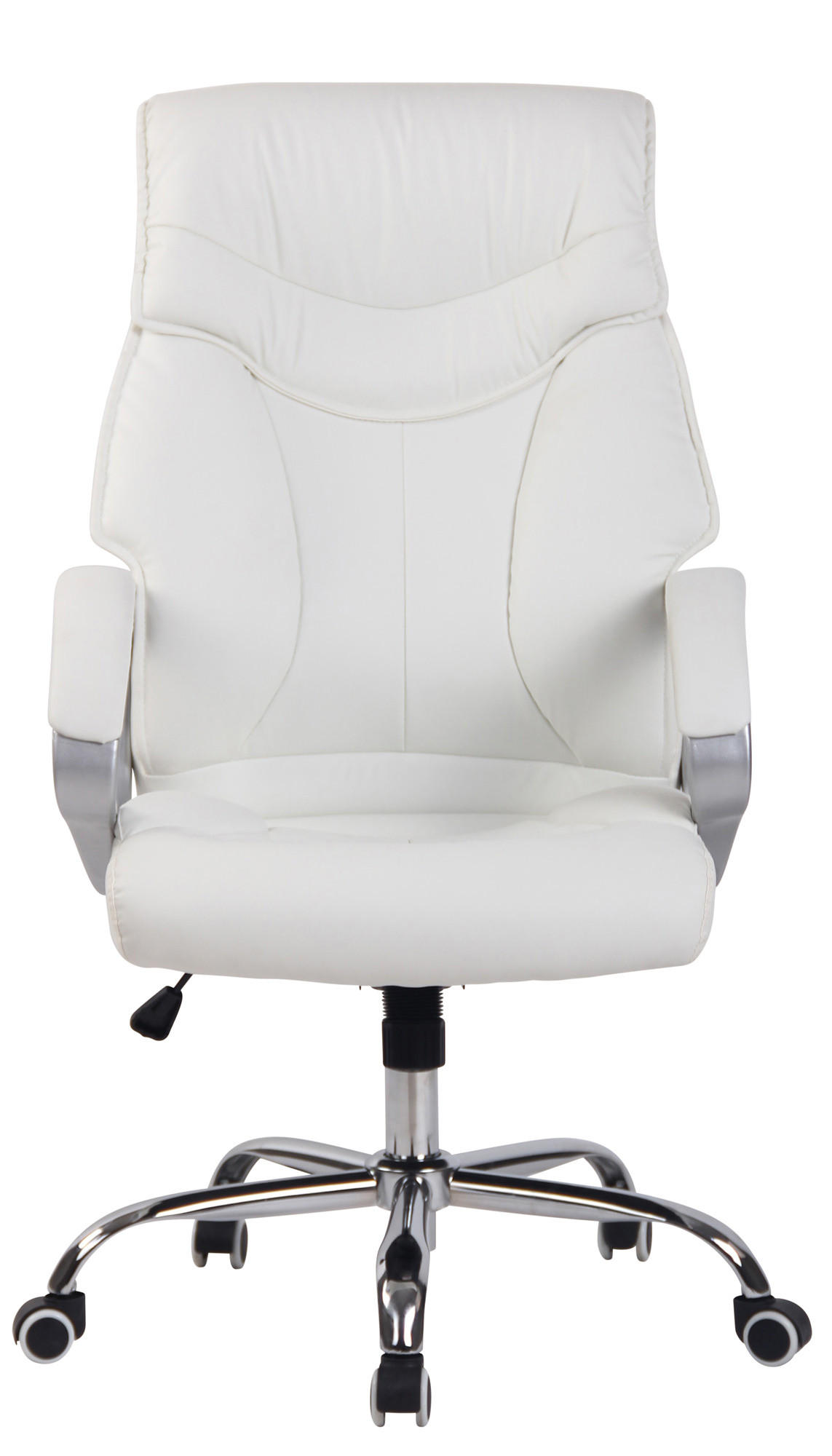 CHEFSESSEL Lederlook weiß - Chromfarben/Weiß, Textil/Metall (64/118/65cm) - CLP