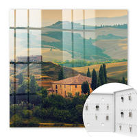 SCHLÜSSELBOX Weiß 30x30 cm – Türöffnung nach rechts - Toskana-Landschaft - Grün, Metall (30/30/5cm) - TULUP